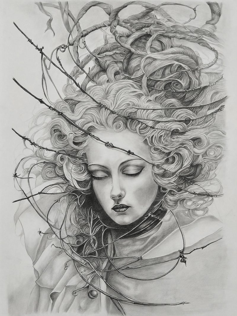 Silent Requiem Pencil on Paper, Dark Surrealism, Gothic Renaissance, Bound Angels Series, original artwork Silent Requiem Pencil on Paper, Dark Surrealism, Gothic Renaissance, Bound Angels Series, original artwork