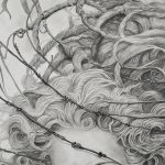 Silent Requiem Pencil on Paper, Dark Surrealism, Gothic Renaissance, Bound Angels Series, original artwork details