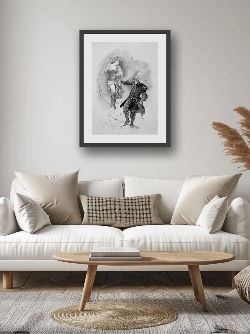 Pencil on Paper, Dark Surrealism, Gothic Renaissance, Bound Angels Series, original artwork lifestyle